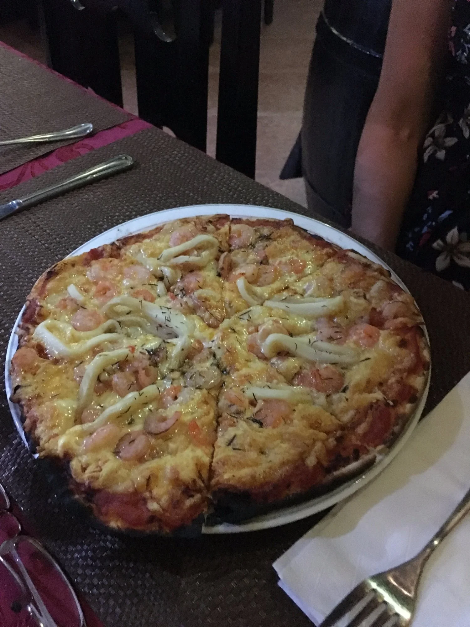 Seafood pizza